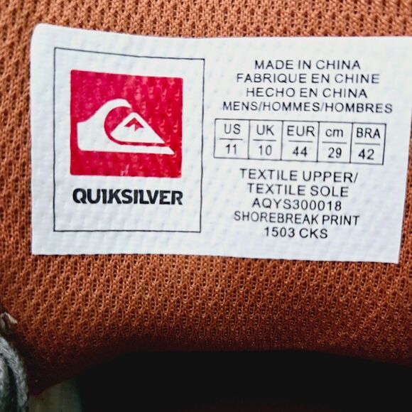 Quicksilver Canvas Tie Sneakers Shorebreak Print Men's Size 11 - Picture 10 of 12